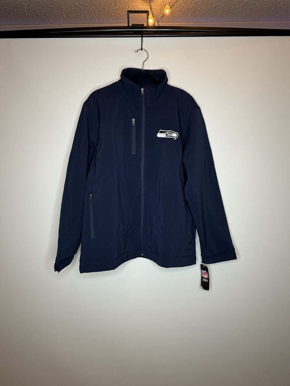 Seattle Seahawks Soft Shell Sports Coat On-Field Jacket Navy Men's ...